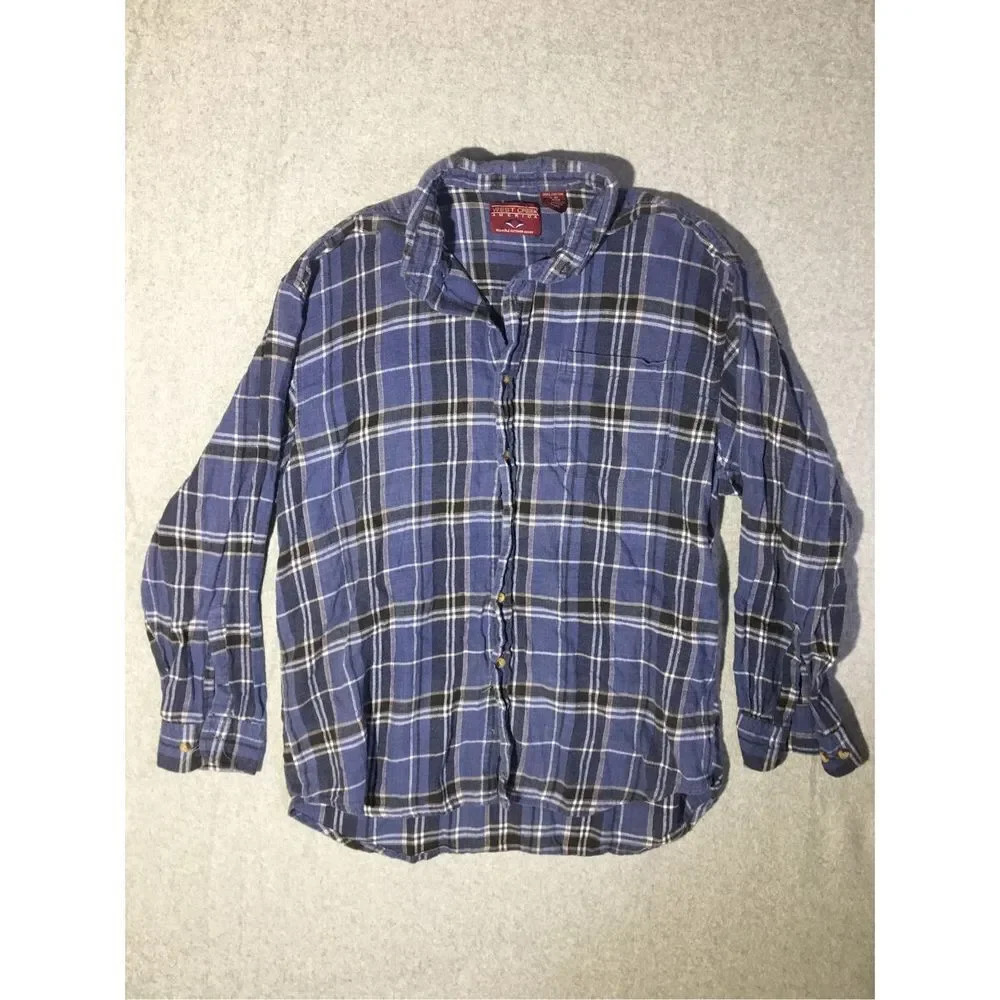 Mens West Creek America Shirt Size XL Blue Plaid Outdoor Camping Basic Casual
